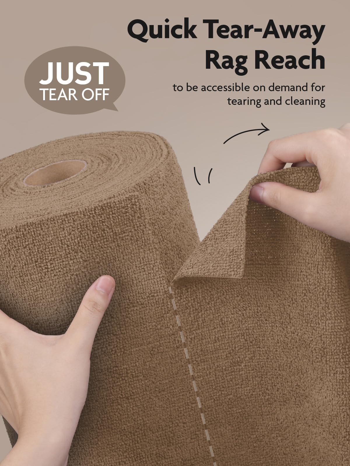 Fantasticlean Microfiber Cleaning Cloth Roll- 75 Sheets, 12" x 12" (TAN)
