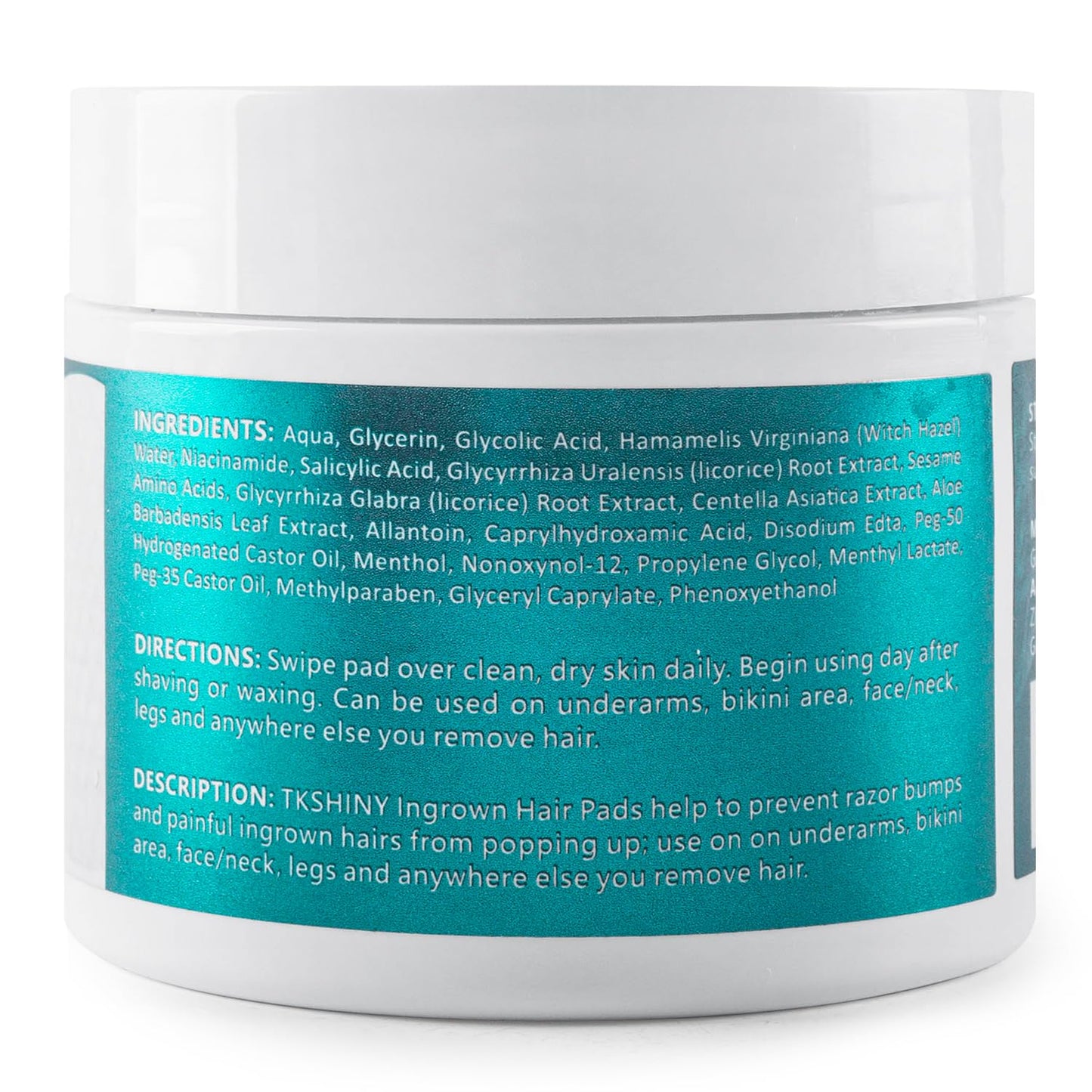 TKSHINY Ingrown Treatment Hair Pads, with AHA+BHA, Ingrown Hair Wipes For Bikini Area, Razor Bumps, Underarm , Exfoliate Skin,Ingrown Hair Serum for Face, Neck, 50 Pads