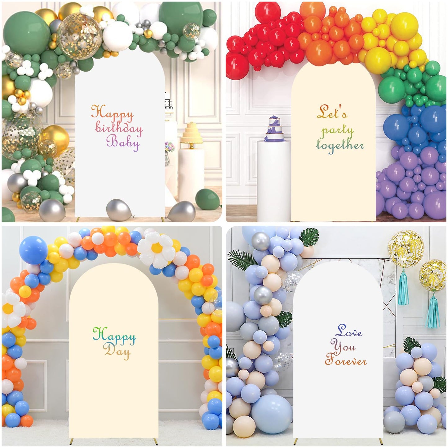 Jakuva 7.2FT Wedding Arch Fabric, Spandex Fitted Arch Cover for 2-Sided Round Top Chiara Backdrop Stand, Birthday Party Ceremony Banquet Decoration, White