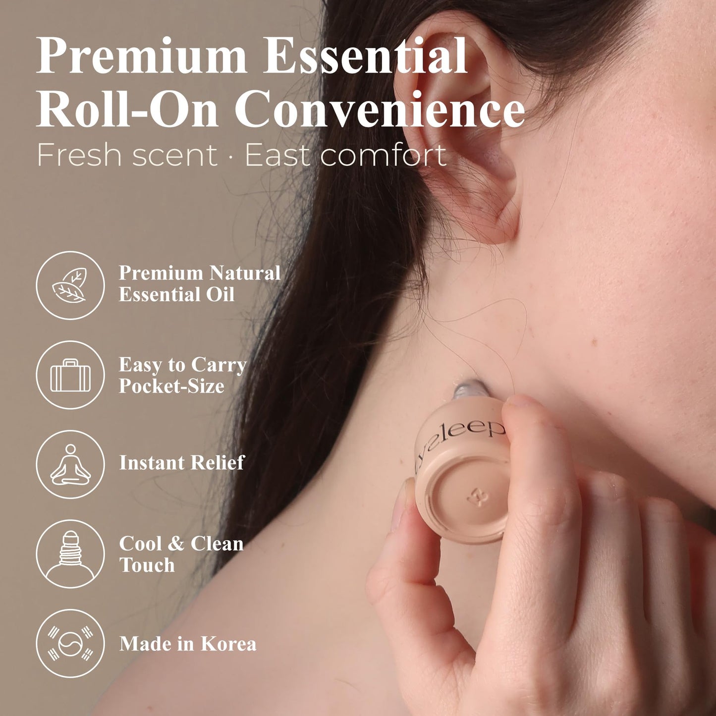 Saltysleep Roll On Essential Aroma Oil Premium Blend - Korean Ginseng, Olive Fruit, Castor Seed Relaxation Support Cooling Sensation Vitality Support Pocket-Sized Aromatherapy Oil 0.33 fl.oz 10ml