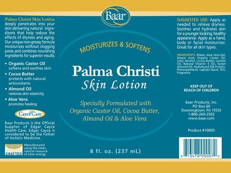 Baar Palma Christi Skin Lotion - Organic Castor Oil, Cocoa Butter, & Aloe Vera, 8 fl. oz.