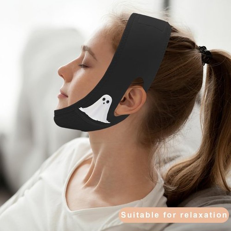 Yuibthr Chin Strap for Sleeping, V Line Lifting Mask, Halloween Decorations Spooky Ghosts, Reusable Face Strap, Jaw Exerciser (black)