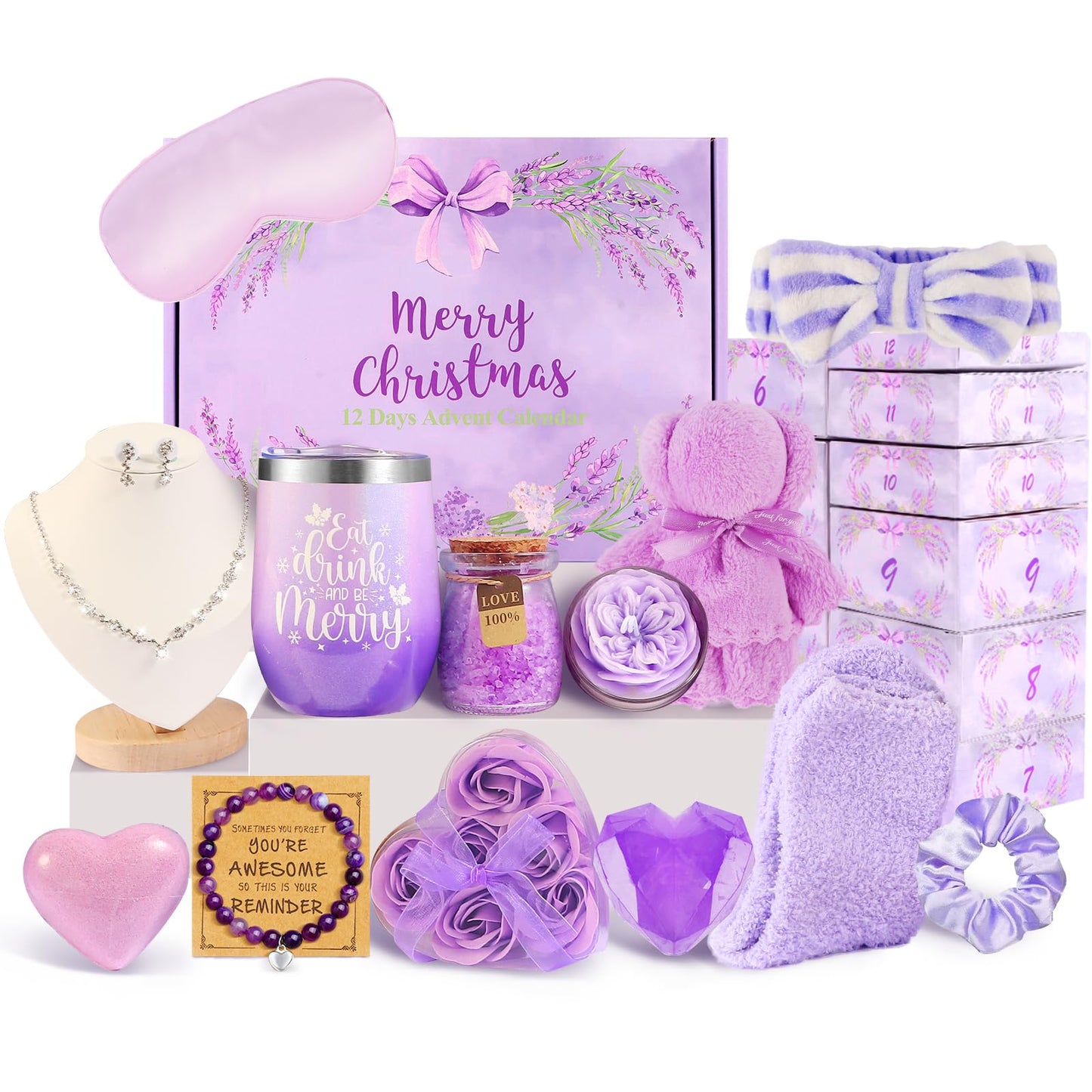 Advent Calendar 2025 - Advent Calendar for Adults - 12 Days Christmas Advent Calendar for Women - Lavender Spa Gift Baskets , Advent Beauty Calendar for Teenage Girls, Mom, Wife, Girlfriend, Sister 13Pcs