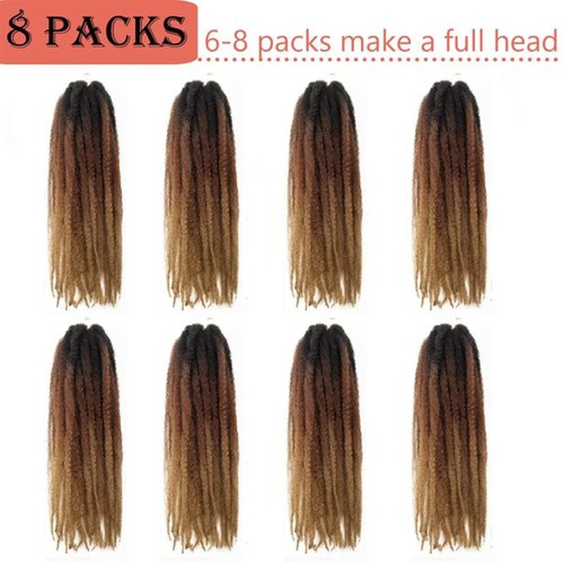 Marley Hair 24 Inch Marley Twist Hair Afro Twist Marley Braiding Hair for Faux Locs Crochet Hair Synthetic Hair Extensions(8Packs,1B/30/27, 24inch)