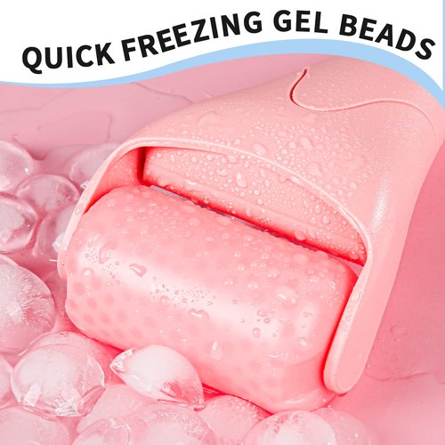Teenitor Pink Ice Roller for Face, Ice Face Roller, Eye Roller for Puffy Eyes, Facial Roller Spa Self Care Tools for Women