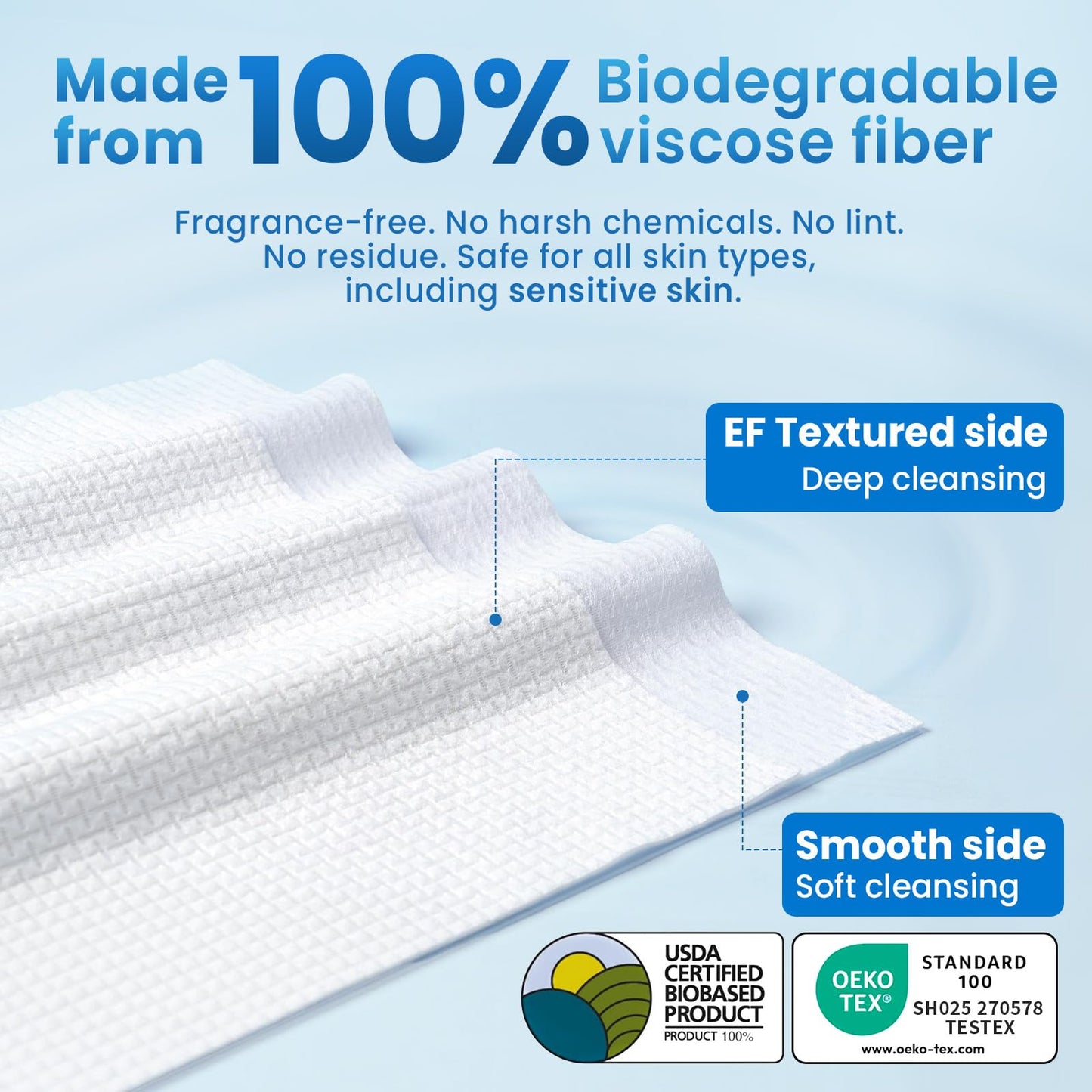 Borje Face Towels XL, Thick Disposable Face Towel 10" x 12", 300 Count (6 Packs of 50), 100% USDA Biobased Facial Towelettes, Ultra Soft Makeup Remover Dry Wipes for Women Cleansing