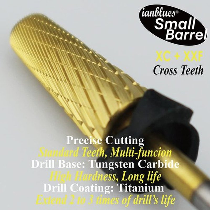 ianblues Multi-function 5 in 1 Nail Drill Bit, Mixed Sizes Edition, Cross Cut, Professional E-File for Manicure Drill Machine, 2 Way, Shank 3/32” (XC + XXF)