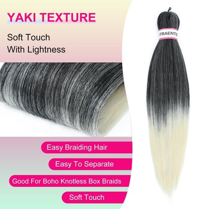 ATRAENTE Braiding Hair Pre Stretched,18 Inch 8 Packs Ombre Braiding Hair for Boho Box Braids Yaki Texture Hot Water Setting Soft And Light(18"T613#)