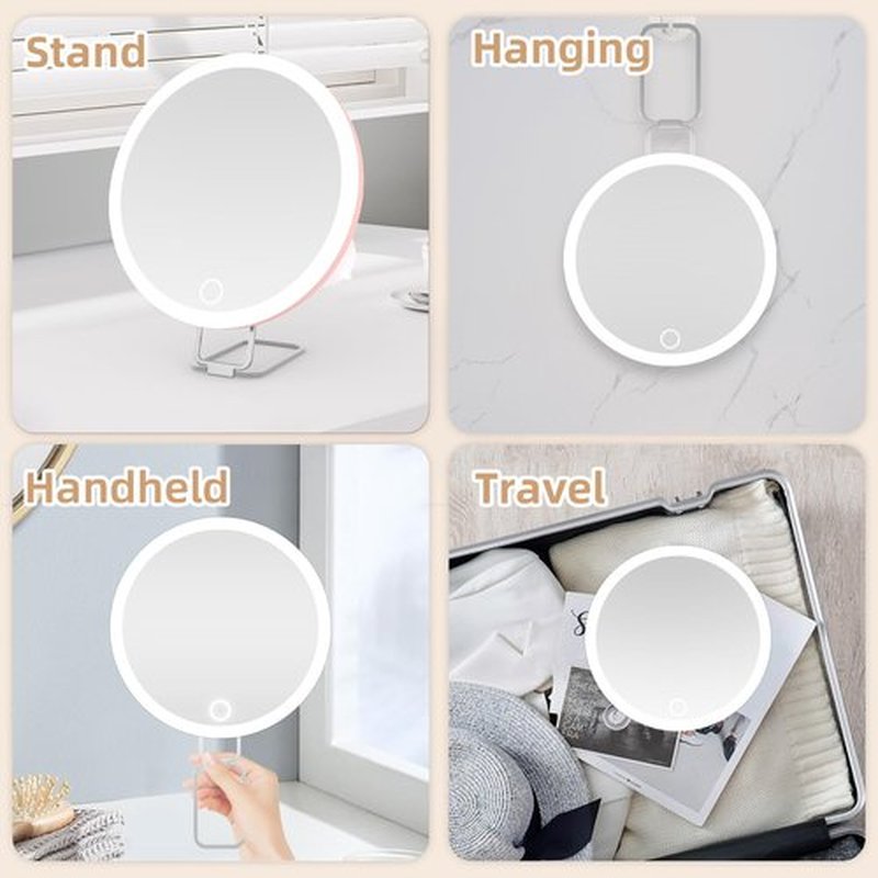 30X Magnifying Mirror with Light, 6'' Makeup Magnifying Mirror, Lighted Makeup Mirror with Magnification 30x Travel Magnifying Mirror, 30X High Magnifying Mirror with 3 Suction Cups & Adjustable Stand