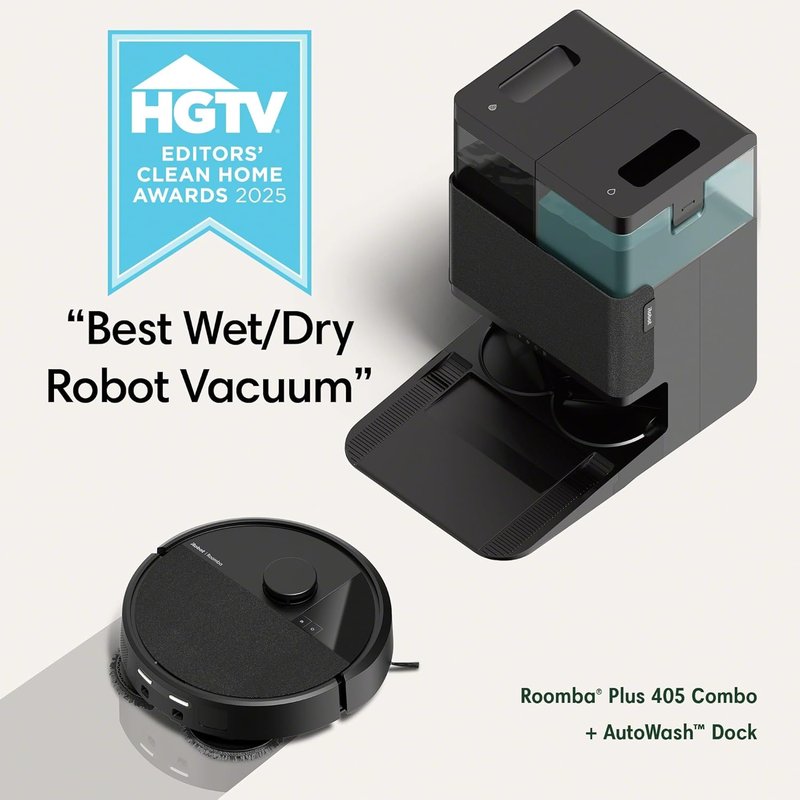 iRobot Roomba 405 Combo Robot Vacuum & Mop - AutoWash Dock, Self-Emptying, LiDAR Navigation | Spinning Mop Pads