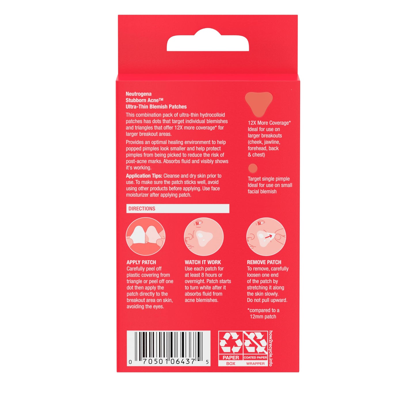 Neutrogena Stubborn Acne Ultra-Thin Blemish Patches, Acne Pimple Patches, Ultra-Thin Hydrocolloid Facial Stickers, Suitable for all Skin-Types, 16 Patches