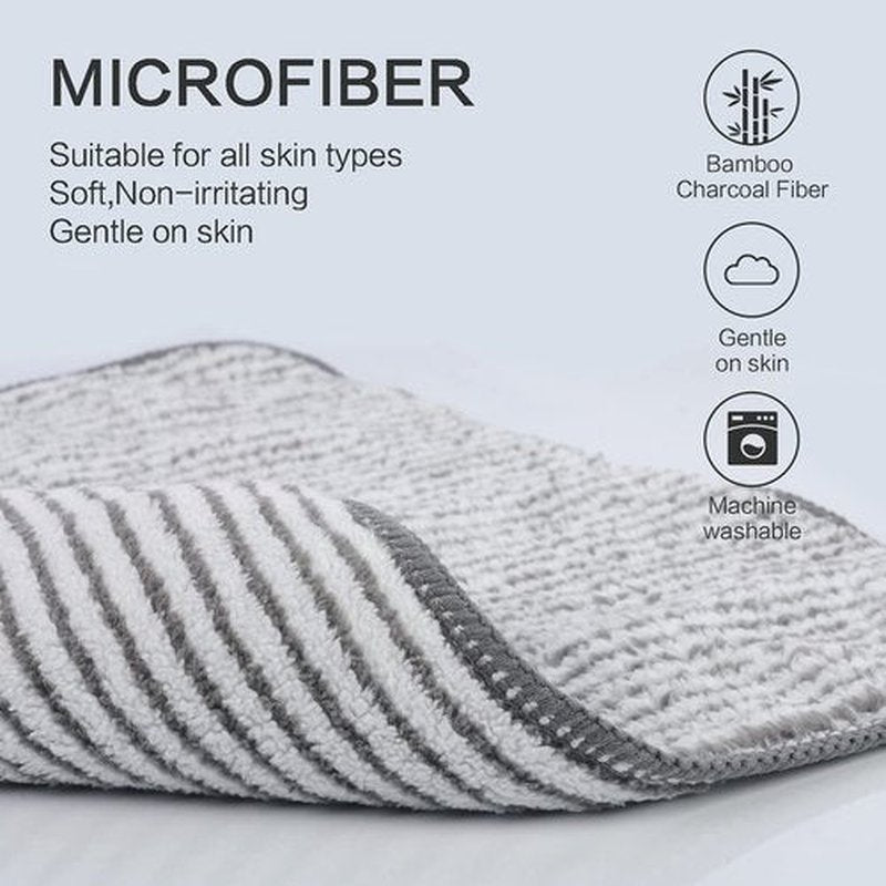 SINLAND Microfiber Face Towels Ultra Soft Facial Washcloths Face Cloth for Bath 12Inch x 12Inch 6 Pack Stripe