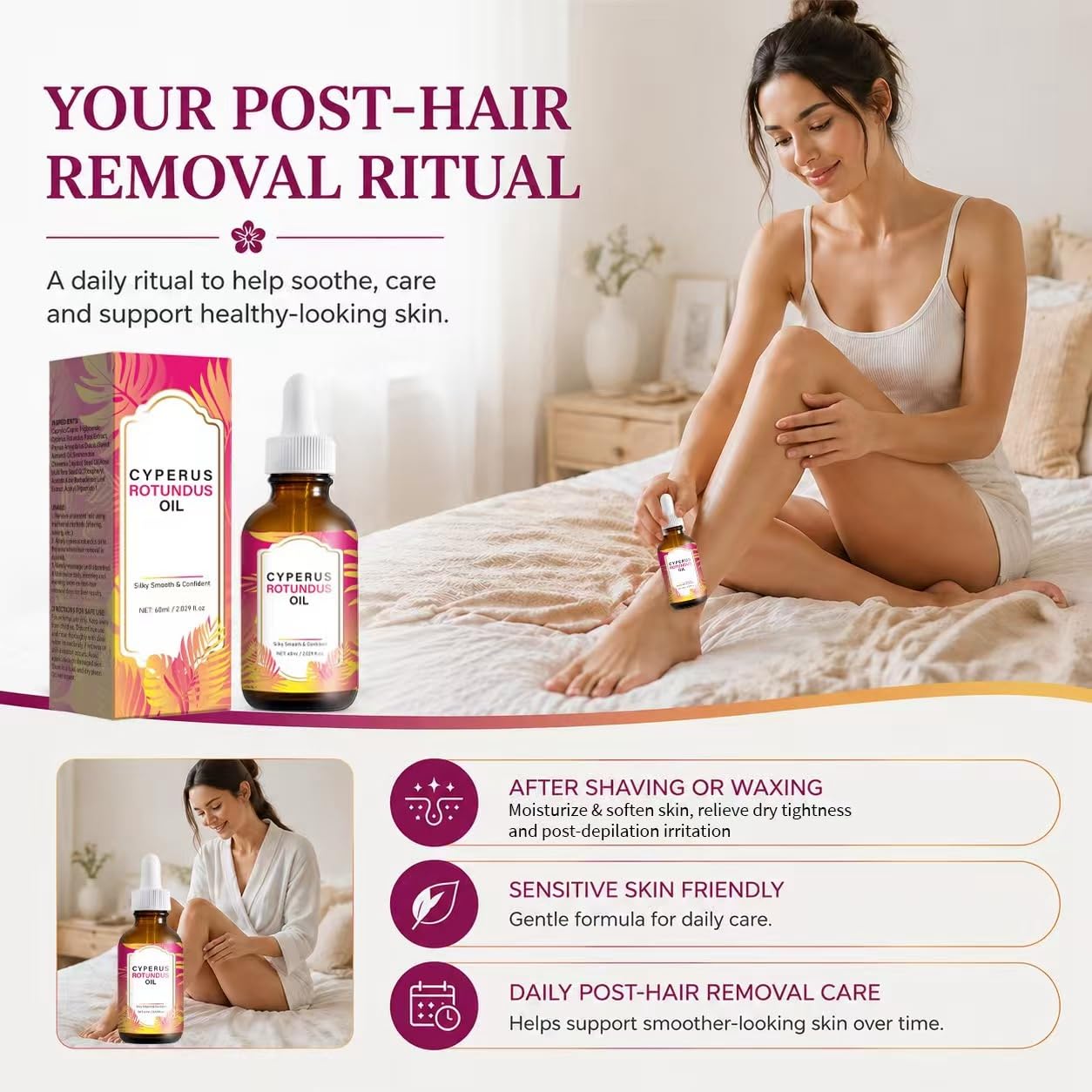 DreamCatching Cyperus Rotundus Oil, Cyperus Rotundus Oil for Hair Removal, Reduces Unwanted Hair Growth 2.02 Fl Oz (Pack of 1)