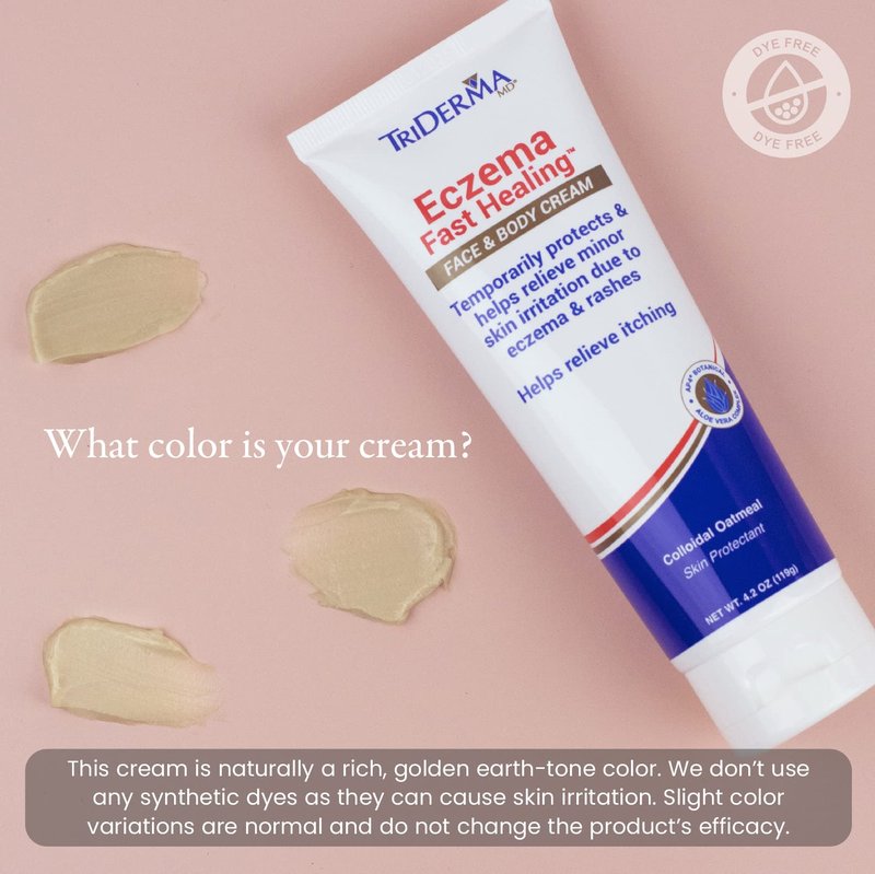 TriDerma Fast Healing Eczema Cream for Adults, FSA Eligible, Colloidal Oats, AP4 Aloe Vera Gel, Vitamins, Eczema Relief Cream for Face & Body Itchy Skin & Rashes, No Cortisone or Fragrance - 4.2oz