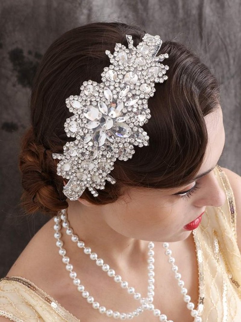 SWEETV Rhinestone Flapper Headband-Elastic 1920s Headpiece, Great Gatsby Hair Accessories for Women