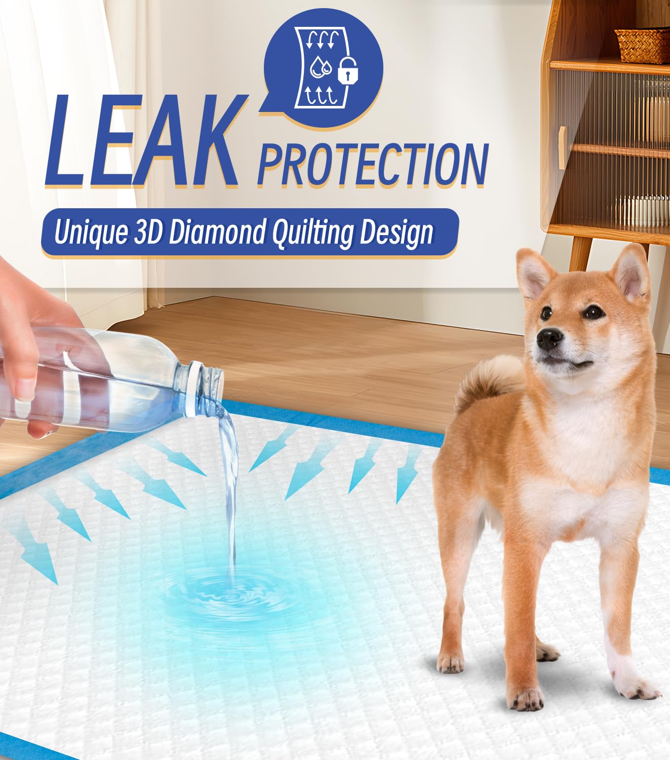 ANKEXIN Large Puppy Pee Pads 22x36 Inch 100-Pack | Extra Absorbent Potty Training Pads for Dogs | Leakproof Quick-Dry & Odor Blocking Pet Housebreaking Supplies