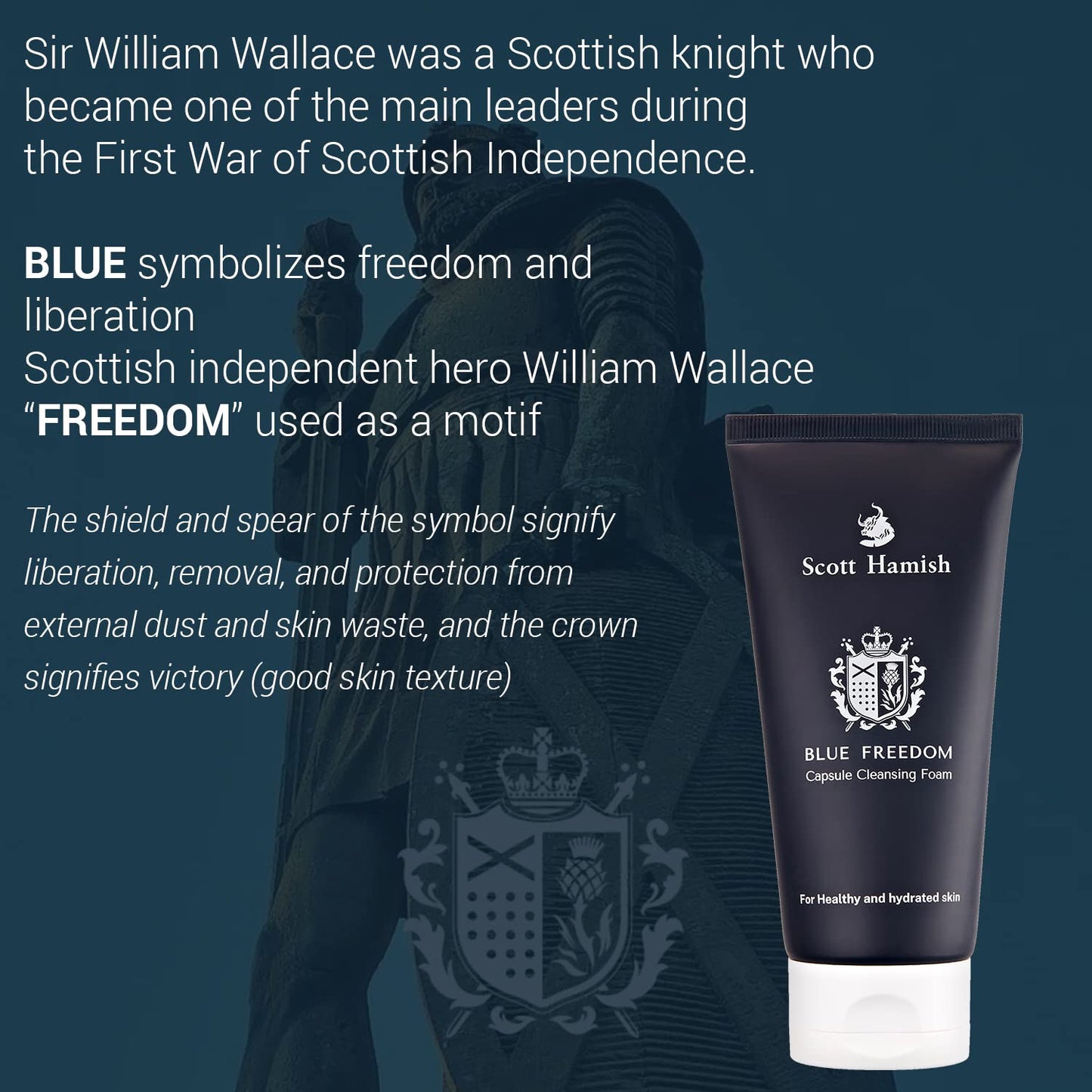 Scott Hamish Blue Freedom Capsule Cleansing Foam - Exfoliating Face Scrub & Gentle Face Cleanser for Men - Moisturizing Wash with Cica for Pore Tightening, Restoring Vitality, 5.07 fl.oz.