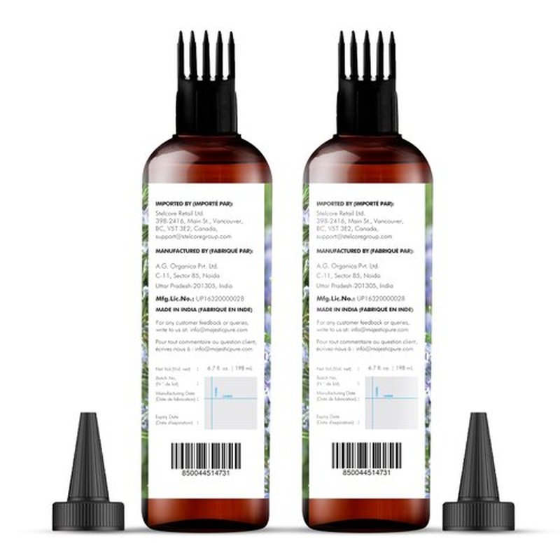 Majestic Pure 100% Pure Rosemary Oil with Vitamin E for Hair Care, Strengthening, Nourishing, and Volumizing Formula with Vitamin E & Argan Oil - Non GMO Verified, 6.7 Fl Oz (Pack of 2)