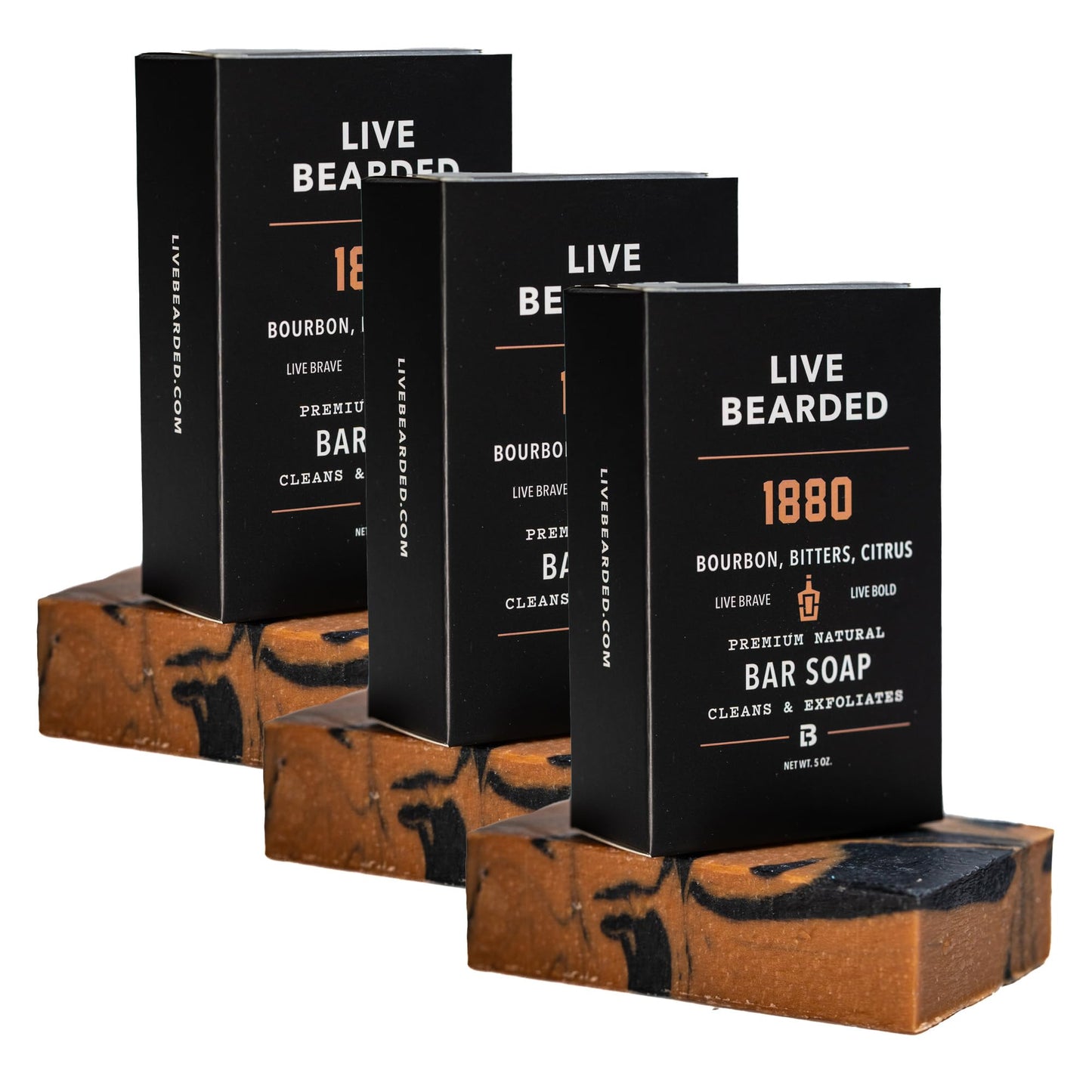Live Bearded® All-Natural Bar Soap for Men, 1880 Scent, 3-Pack of 5 oz
