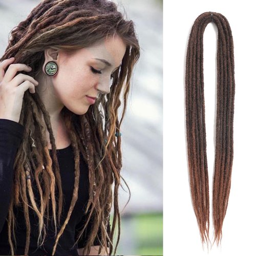 22 Inch Double Ended Dreadlocks Extensions 10 Strands Thin Handmade DE Dread Extensions Braid In Dreadlock Extensions Styles for Woman #1B/30