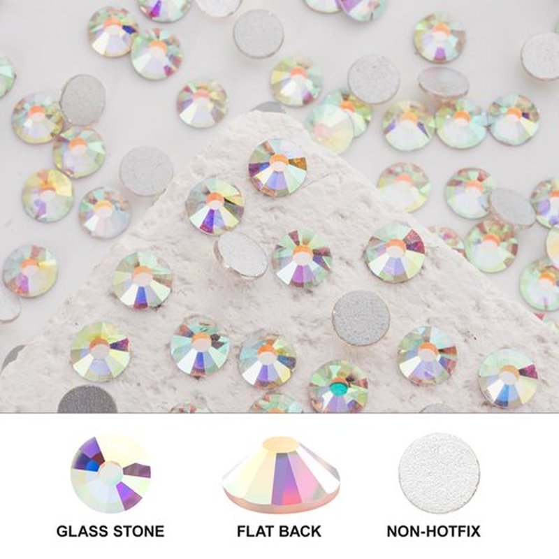 Novani 3000 Pieces Flatback Rhinestones Glass Round Gems AB Crystals for Nail Art DIY Crafts Clothes Shoes,SS6,1.9-2.0mm