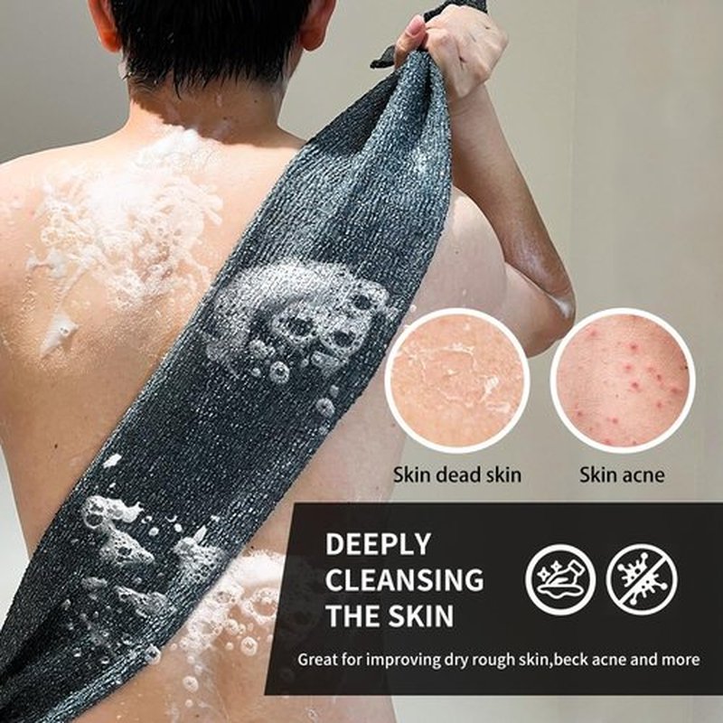 Yiclick Exfoliating Washcloth Towel [3 Pack], Japanese Exfoliating Bath Wash Cloth for Body Exfoliation, Korean Back Scrubber Washer for Shower, African Net Sponge Brush Loofah Exfoliator (Grey)