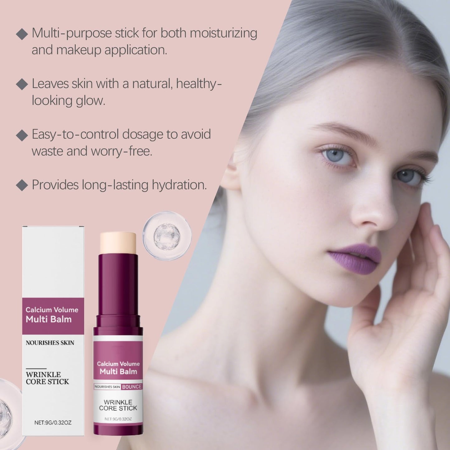 Calcium Multi Balm, Calcium Volume Multi Balm, Wrinkle Core Stick, Korean Collagen Moisturing Stick, Intensive Repair, Keep The Skin Firming Moist and Smooth for Eyes, Neck and Forehead (1)