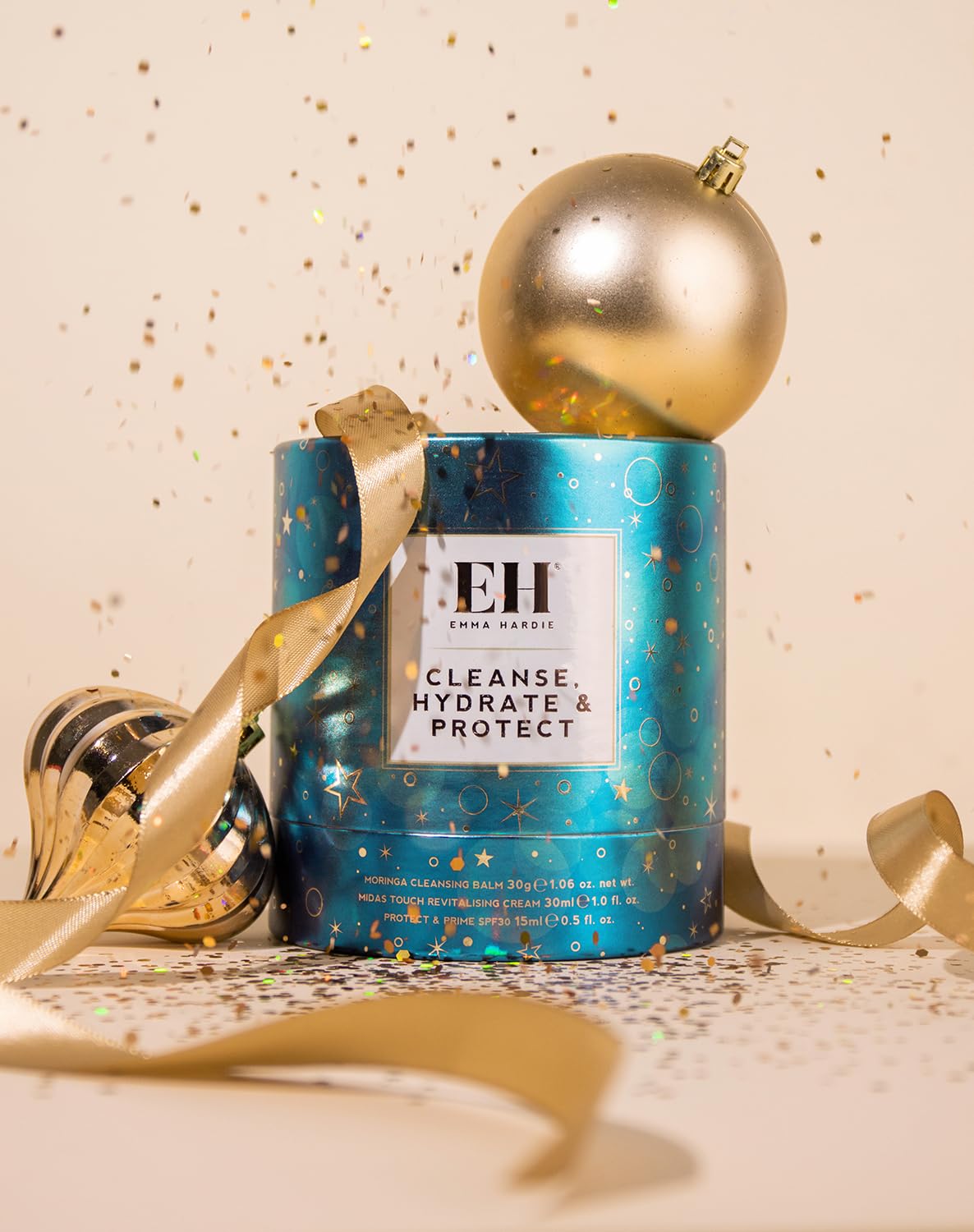 Emma Hardie Cleanse, Hydrate & Protect Gift Set: 30ml Moringa Cleansing Balm, 30ml Midas Touch Revitalising Cream & 15ml Protect & Prime SPF30 Sunscreen Face Moisturiser, Natural & Cruelty Free