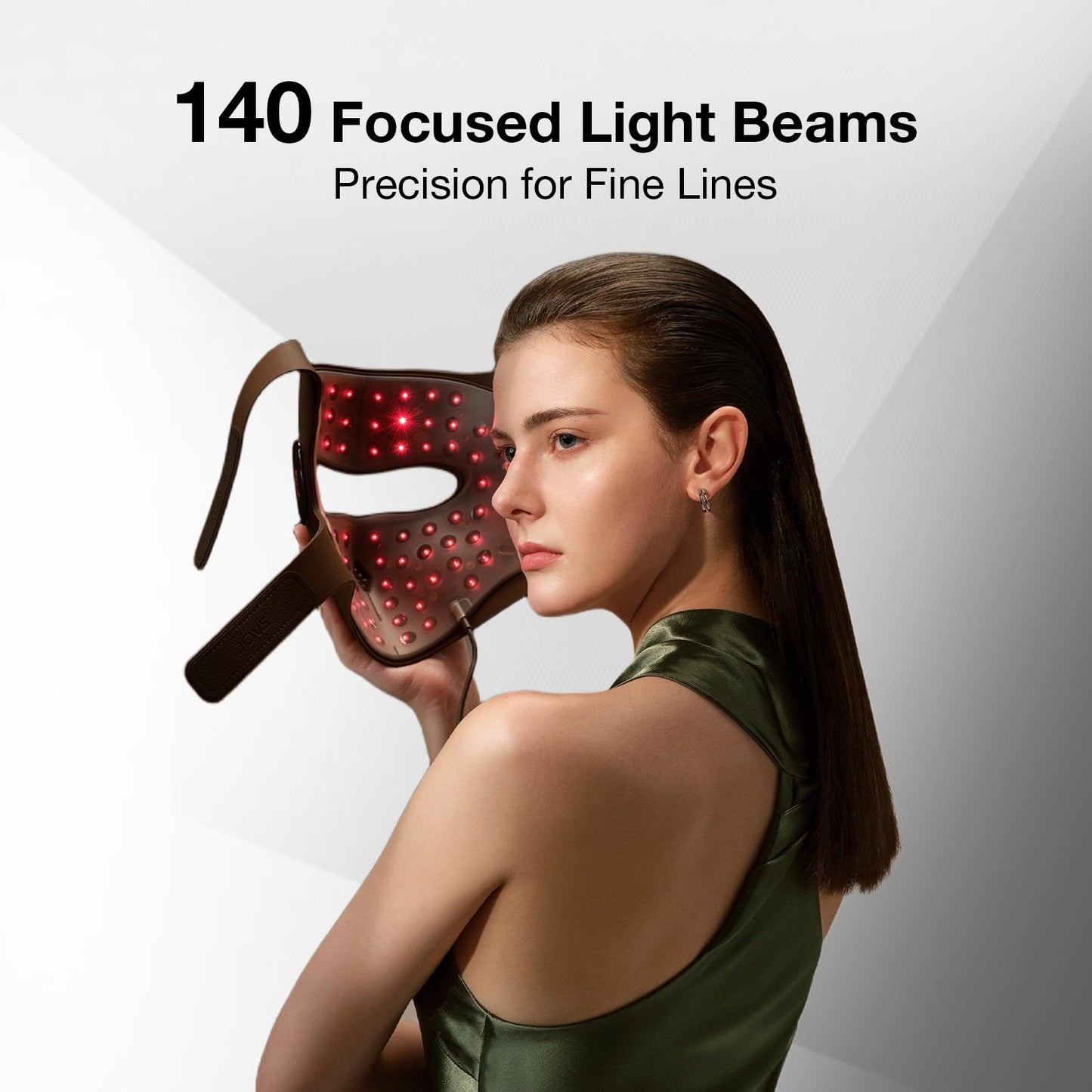 JOVS Red Light Therapy Mask for Face, LED Light Therapy Mask with 4D Laser & FPT Narrow-Beam Technology, 6× More Powerful than LED, 660/850/940/1064nm for Precision Anti-Wrinkle,Brown
