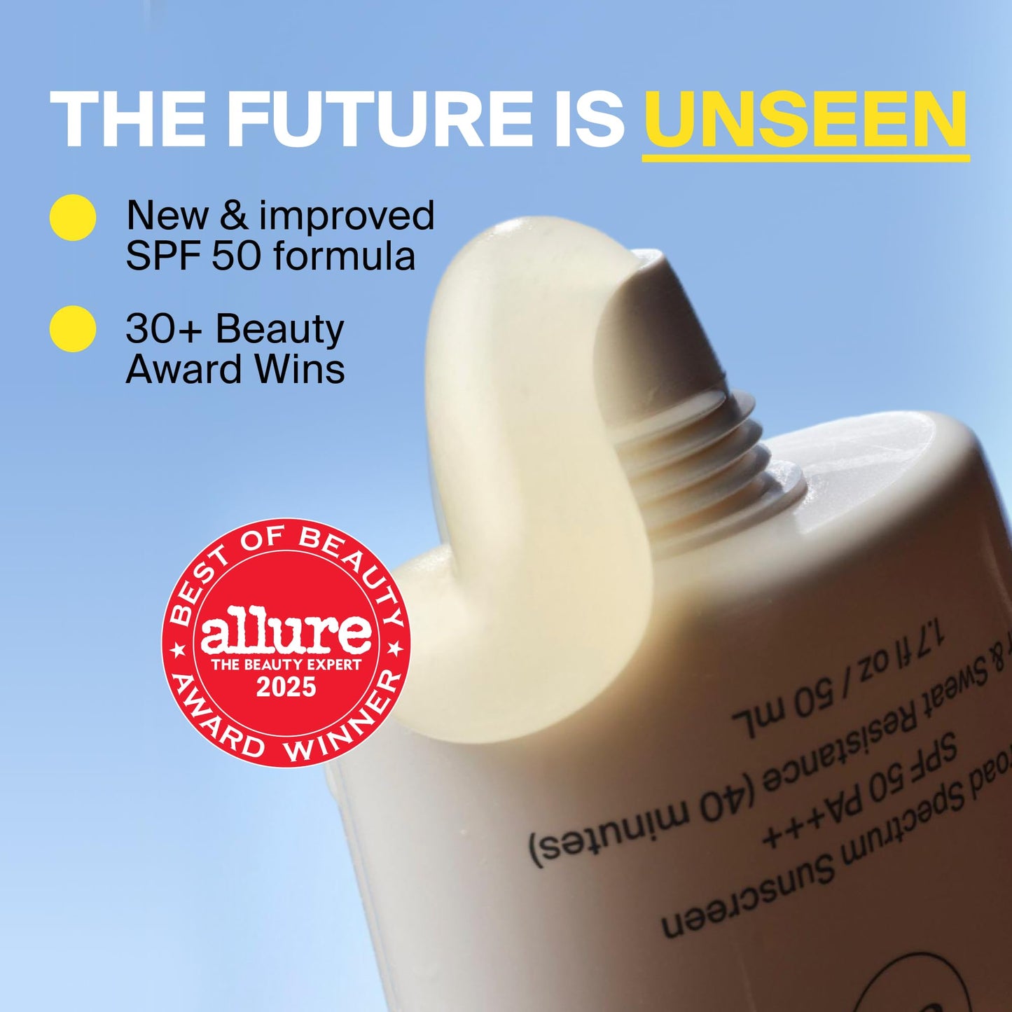 Supergoop! Unseen Sunscreen - SPF 50 - Clear & Invisible Face Sunscreen + Broad Spectrum + Makeup-Gripping Primer - Weightless, Scentless, Oil Free - For All Skin Types & Tones - 0.68 fl oz