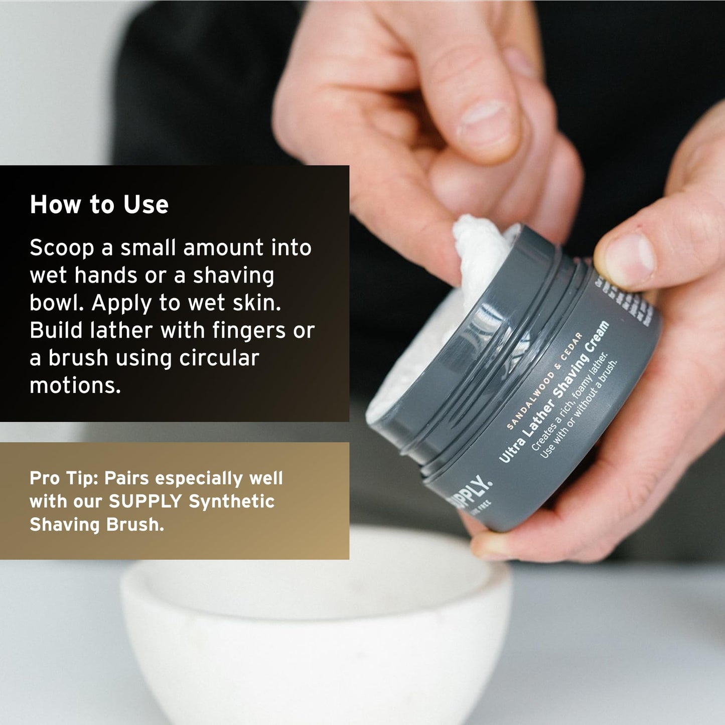 SUPPLY Ultra Lather Shaving Cream for Men – Rich Cushion for Smoother Shave – Helps Reduce Shave Irritation – White Birch & Sage – 3.4 oz