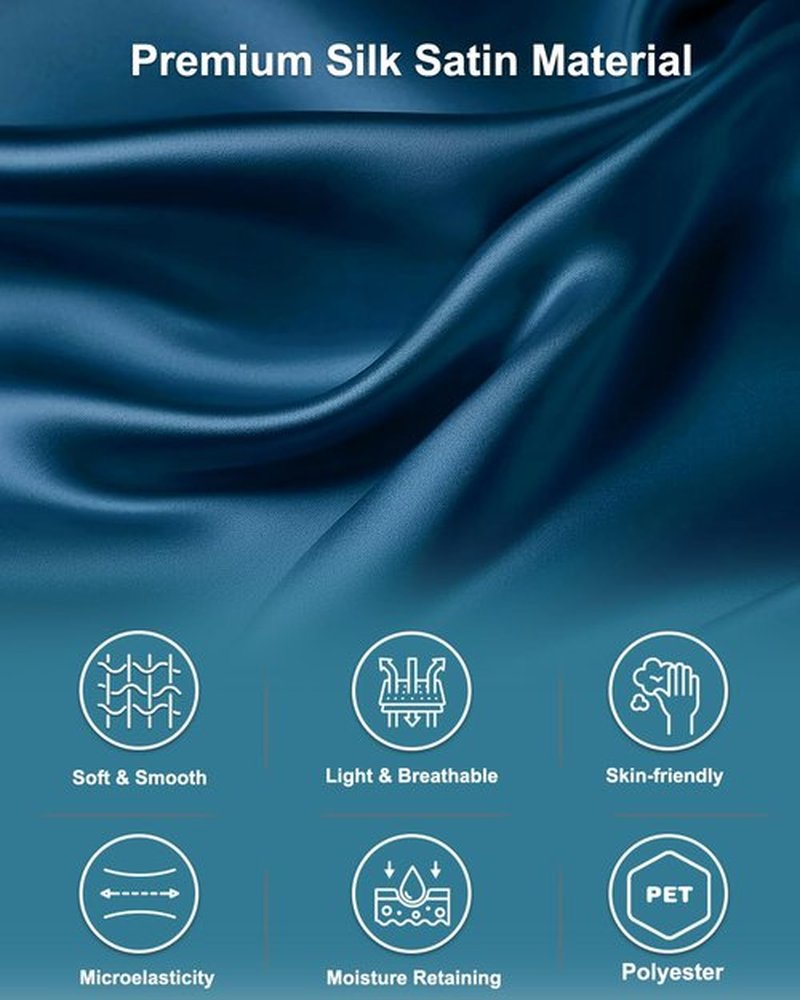 Years calm Silk Bonnet for Sleeping Women, Double Layer Soft Ajustable Elasticity Band Satin Bonnet for Sleeping Hair - Sleep Shower Caps (Blue, One Size)