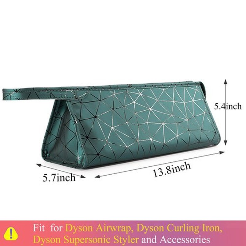 BAGCRAZY Leather Travel Case Travel Case Compatible with Dyson Airwrap Styler, Portable Waterproof Dyson Airwrap Travel Case, Airwrap Organizer Bag for Shark FlexStyle Attachments Storage, Dark Green