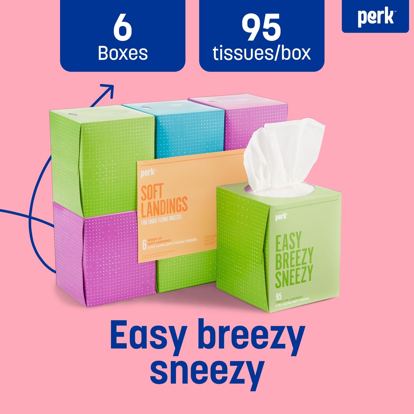 Staples Perk Ultra Soft Tissue, 2-Ply, 95 Sheets/Box, 6 Boxes/Pack (PK57779)