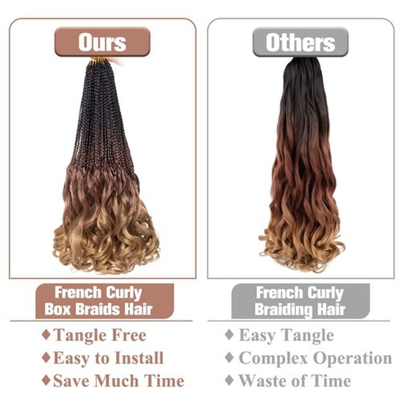 RuiYok 9 Packs French Curl Crochet Braids 14 Inch Goddess Box Braids Crochet Hair with Curly Ends Pre Looped Synthetic Bouncy French Curly Braiding Hair for Women Knotless Braids Hair Extensions