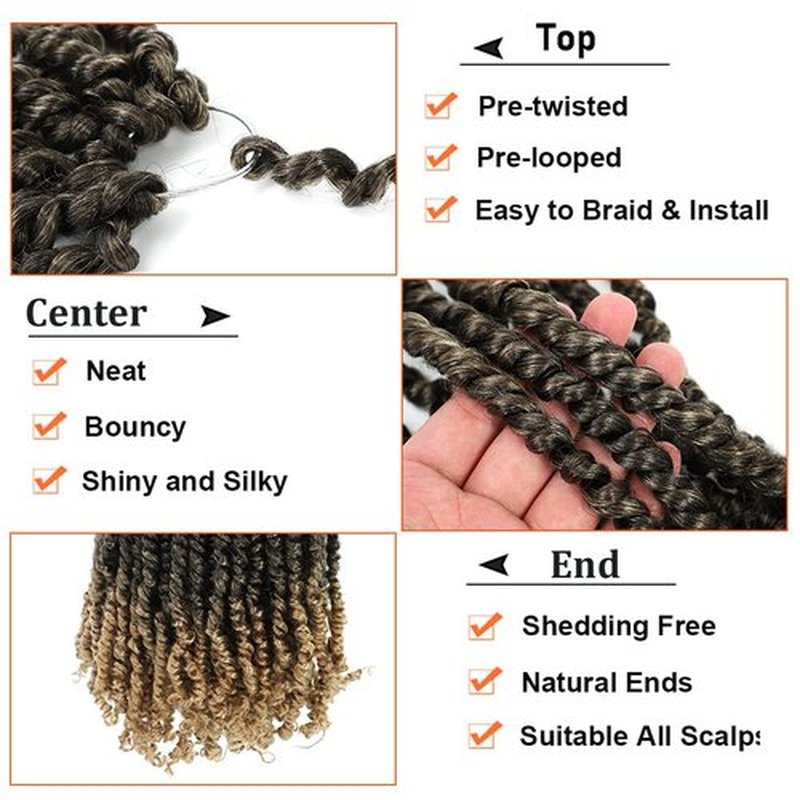 Passion Twist Crochet Hair 10 Inch 8 Packs Pre-Twisted Passion Twist Hair Crochet Hair for Black Women Pre-Looped Crochet Braids Synthetic Crochet Hair Extensions #T27