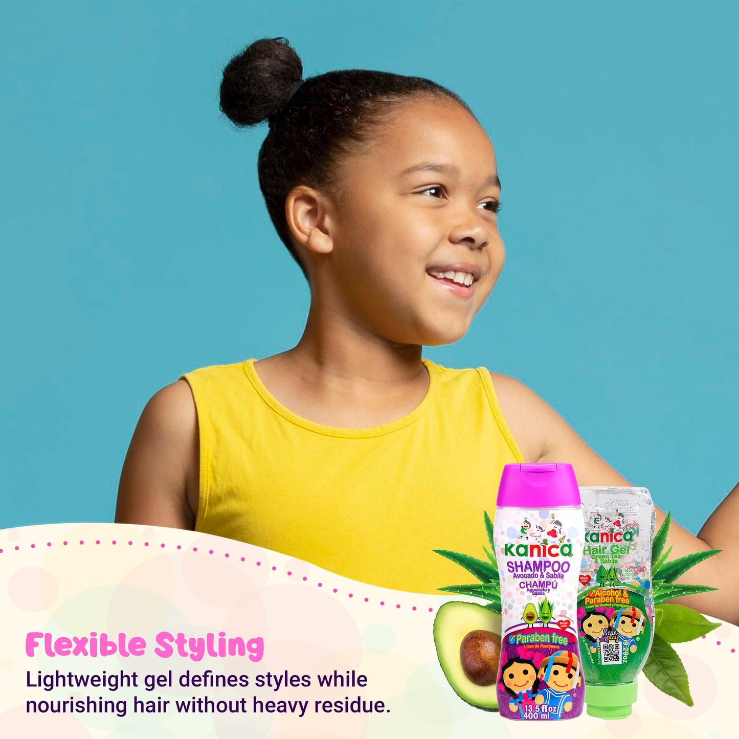 Kanica Aloe Vera & Avocado Hair Care Kit - 13.5oz Shampoo + 9.29oz Alcohol-Free Gel - Nourishing Products for Kids & All Hair Types - Paraben & Cruelty Free & Harsh Chemical-Free