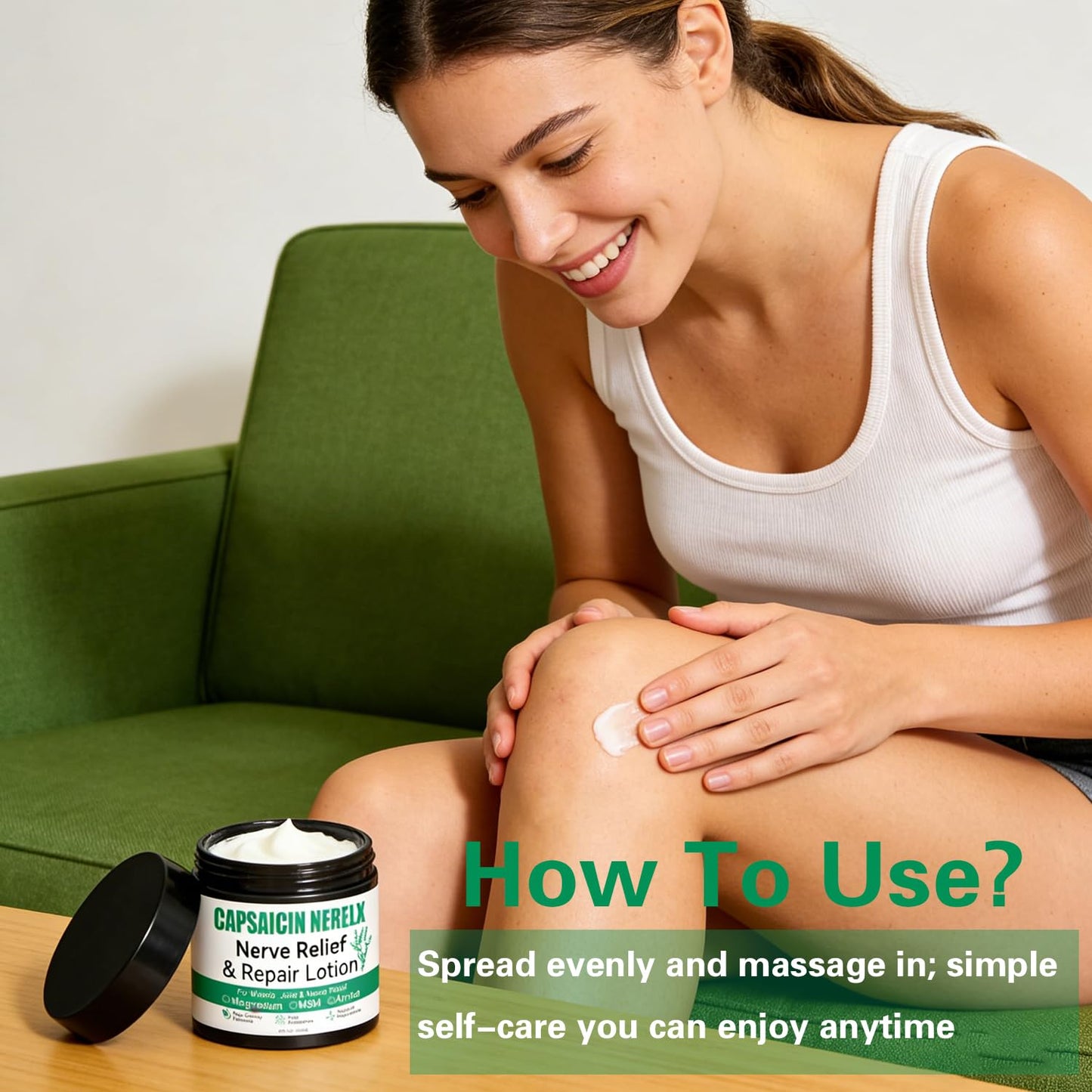 Capsacin Nerve Total Relief Cream with Arnica, Menthol, MSM and Glucosamine for Body Joint Areas, Feet, Hands, Legs, Muscles, Joints, and Waist, 100g