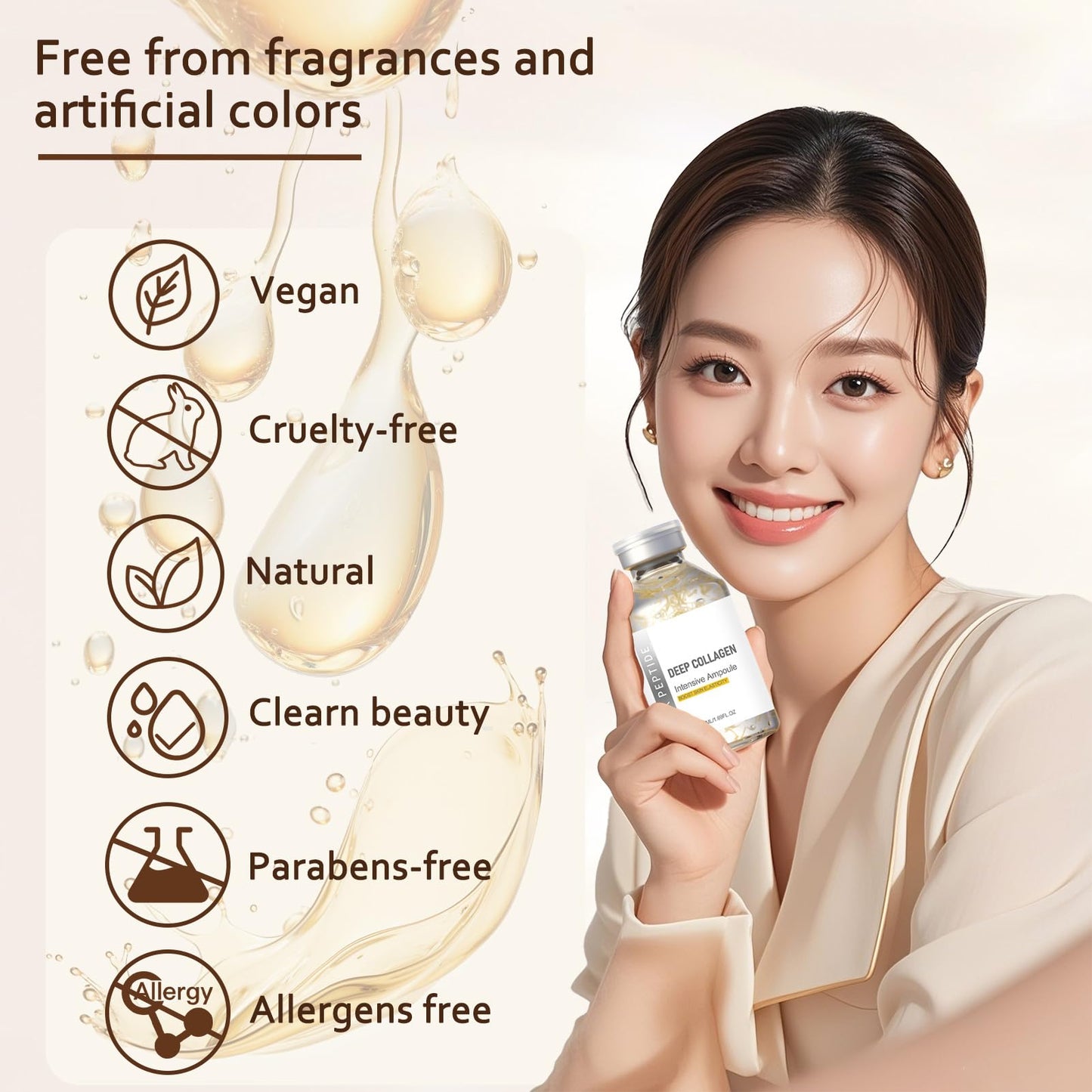 Deep Collagen Anti-Wrinkle Cream In Serum - Deep Collagen Silk Peptide Intensive Lifting Ampoule Serums for Face Tightening and Lifting, Korean Anti Aging Face Serum for Women 1.7fl.Oz/50ml