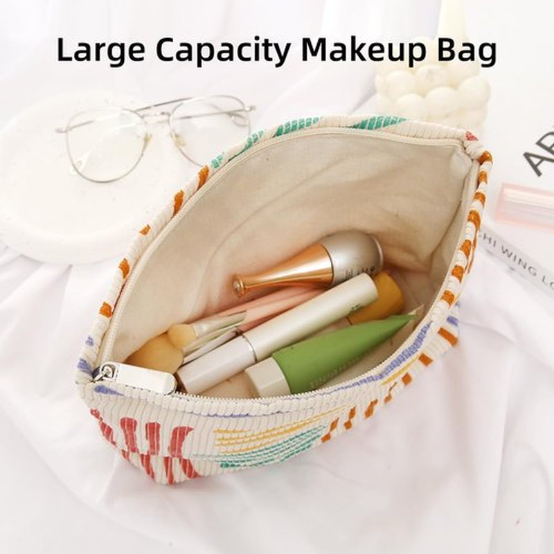 Wudimeitt Cosmetic bag Makeup bag Preppy Cute Corduroy Toiletry bag for women travel essentials (Graffiti art)