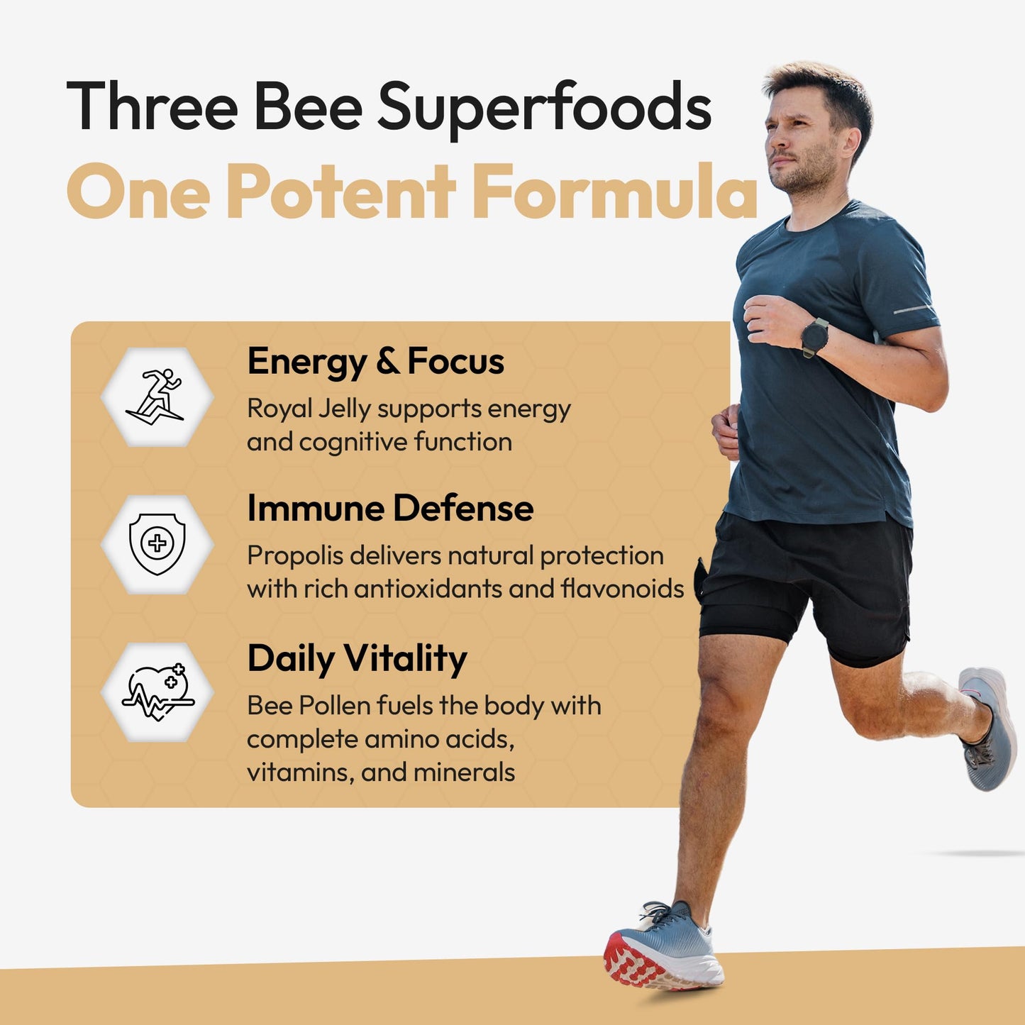 Bee and You Royal Jelly Tablet, Propolis Extract, Bee Pollen, 100% Natural Superfood, Ultra Pure, Immune Support Supplement, Improve Energy, Focus, Antioxidants, Fresh, Keto, Paleo, Gluten-Free | 60ct