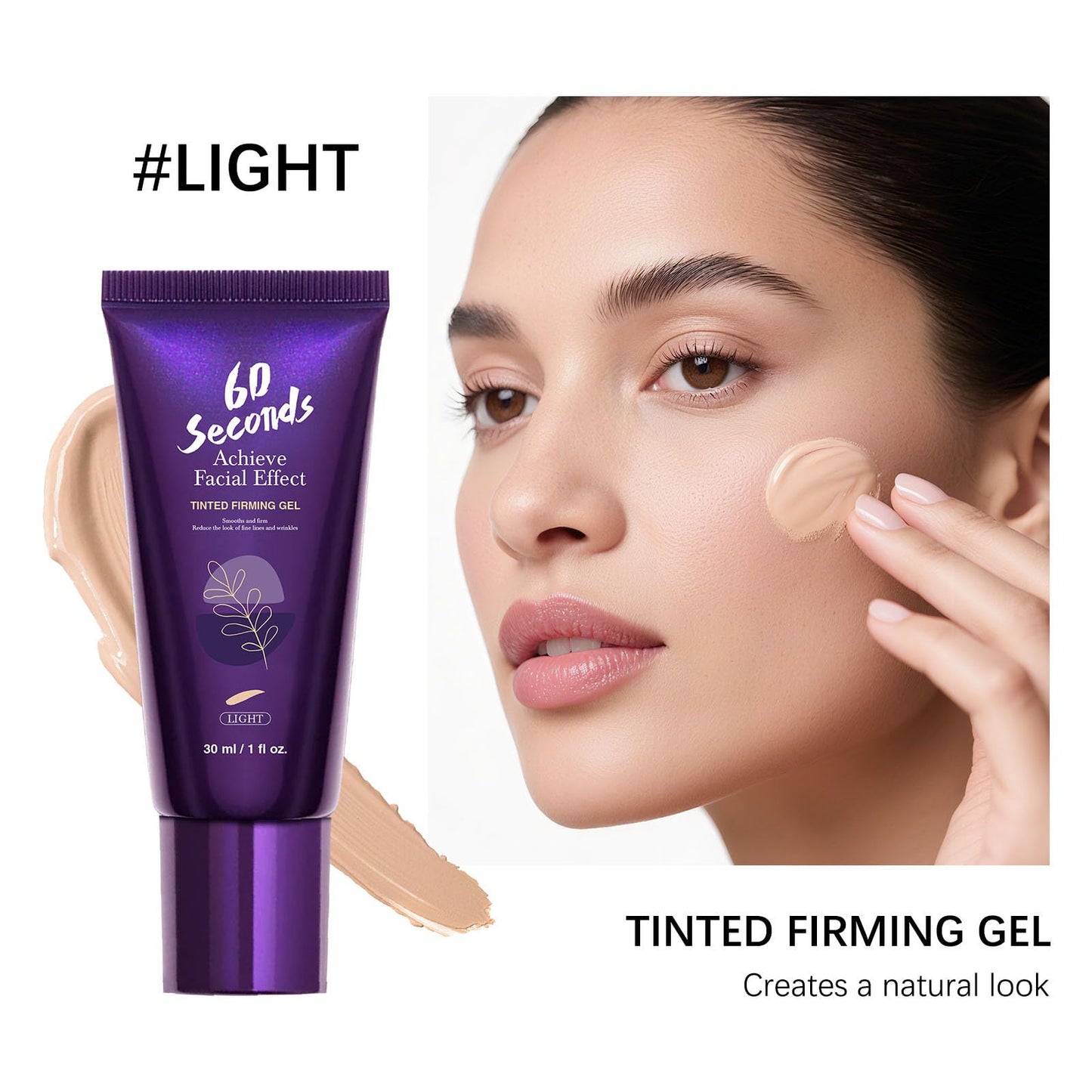 60 Second Tinted Firming Gel, Body Coverage Perfector Waterproof - Tattoo Cover Up Makeup with Brush, Leg & Body Concealer No Transfer, Multi-Use Waterproof Full Coverage (Light)