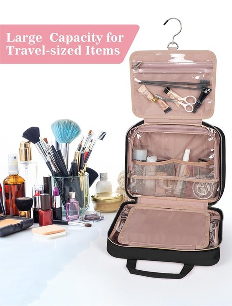 BALULHG Black Toiletry Bag, Makeup Organizer, Travel Bag For Women Mens Toiletries, Waterproof with Hanging Hook, Large Capacity