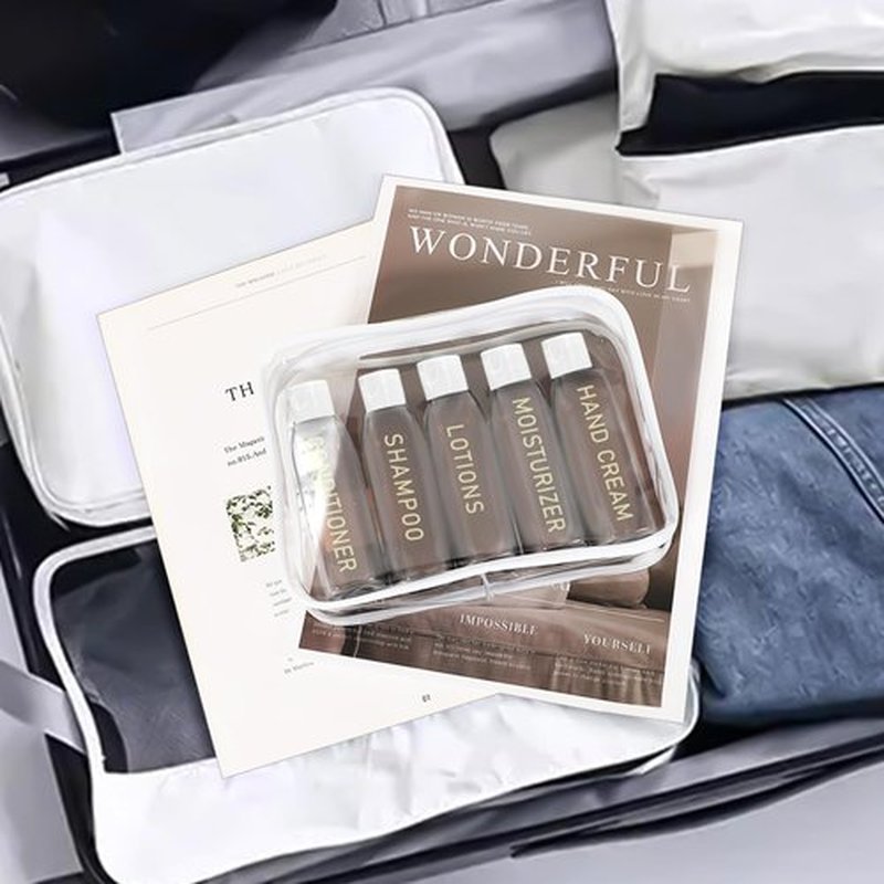 CHEODIN Travel Shampoo Bottles 5 pcs 3.4oz TSA Approved Travel Bottles for Toiletries Travel Size Bottles Leak Proof Empty Lotion Containers with Flip Cap Small Plastic Squeeze Bottlesp-Clear