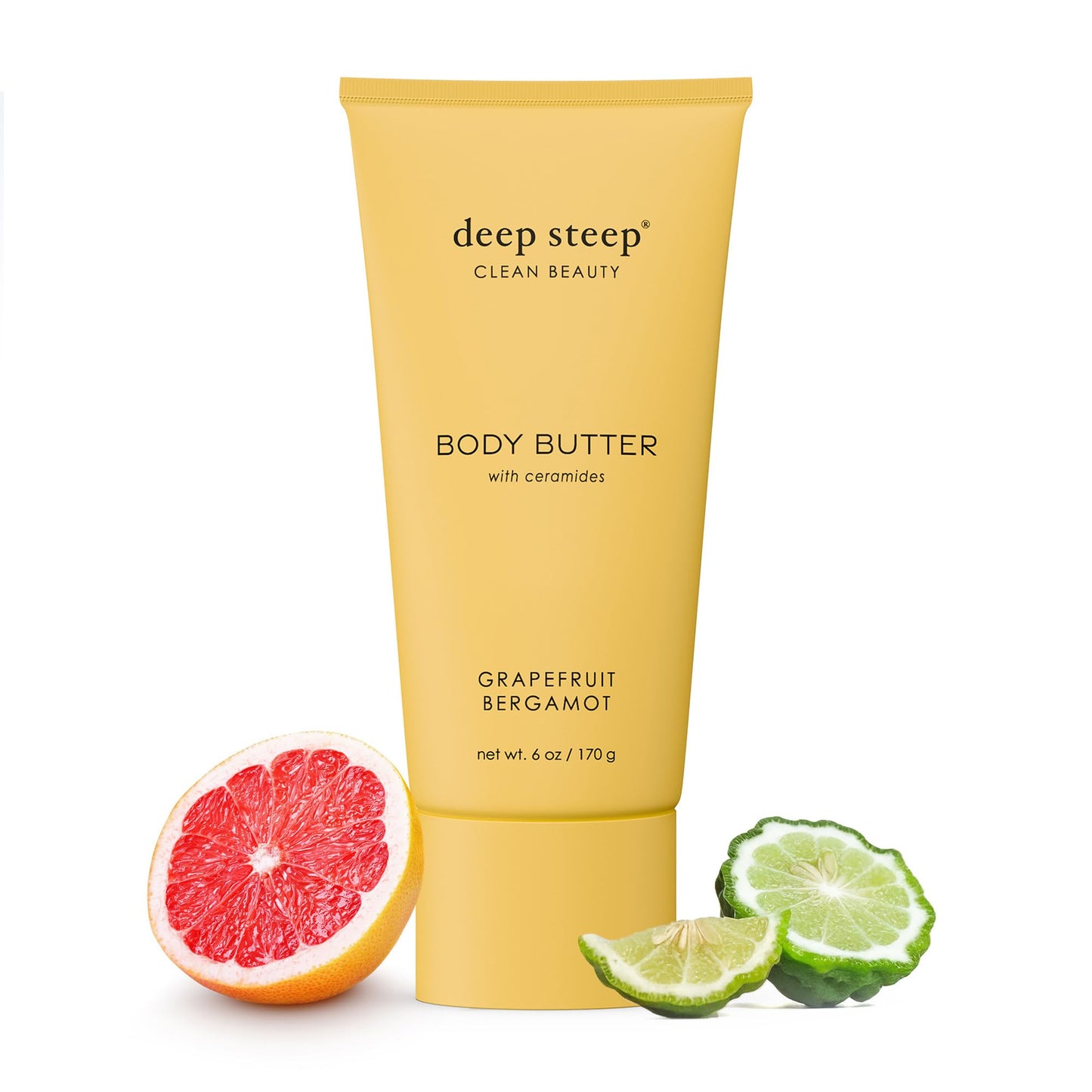 Deep Steep Body Butter, 6 oz – Rich Moisturizer with Ceramides, Coconut Oil, Argan Oil & Aloe Vera – Vegan, Clean Beauty, Smooth & Hydrated Skin (6 Ounces, Grapefruit Bergamot)