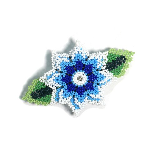 Beaded Hair Clips Native American Style Handmade Collection (Huichol (White))
