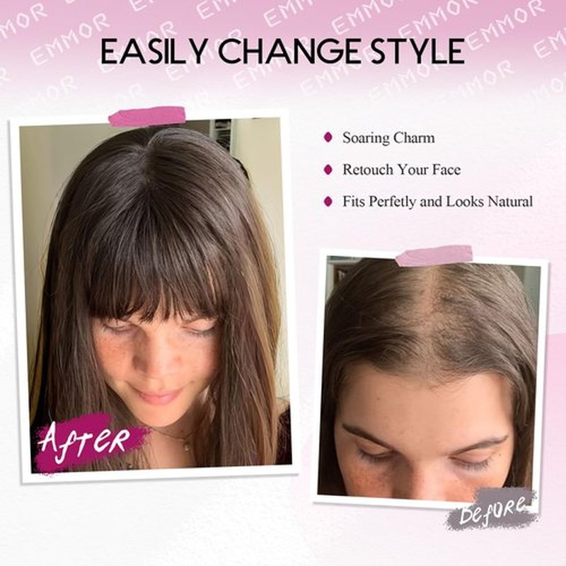 EMMOR Long Straight Yaki Wigs for Women with Bangs Comfortable Elastic Band 26 Inch Heat-resistant Synthetic Fibers(Red)