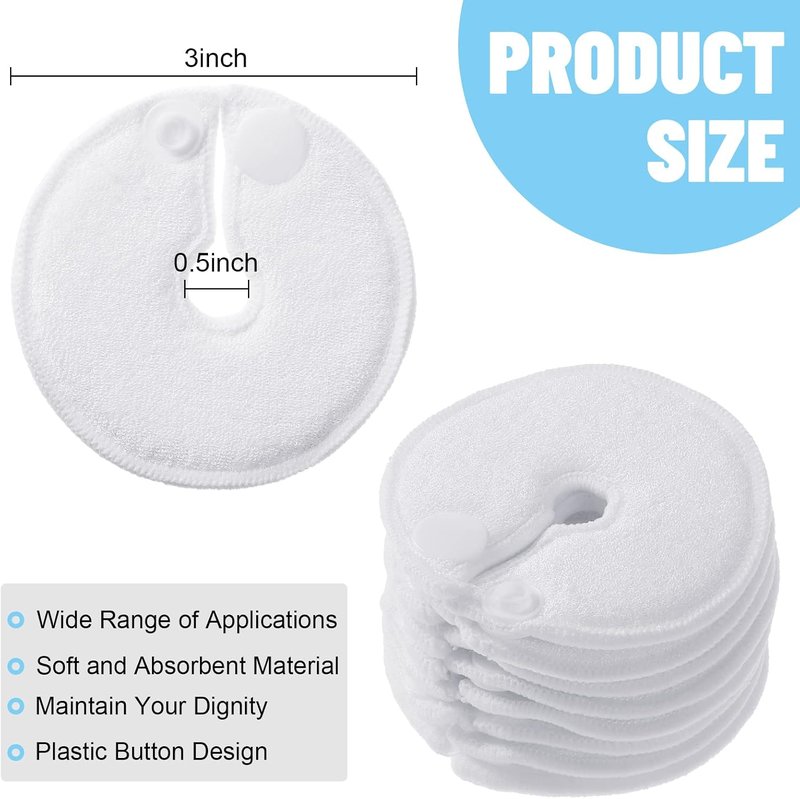 Feeding Tube Pads - Soft Cotton Button Covers for Nursing Care | 28 Packs, 3 Inch, White