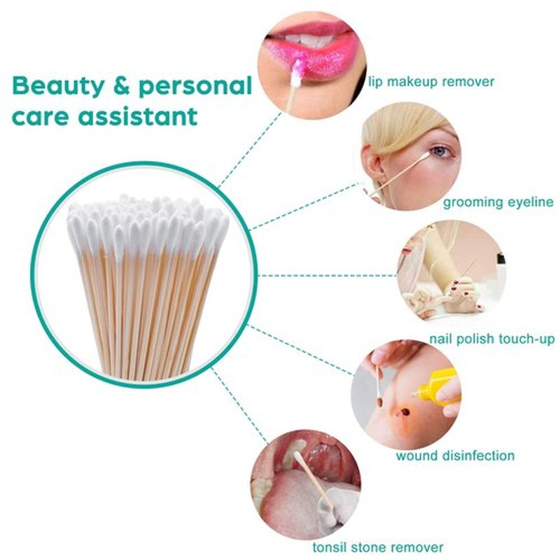 500 Pcs 6" Long Cotton Swabs with Wooden Sticks - Lint Free Gun Cleaning Swabs - Cotton Tipped Applicator for Makeup, Gun Cleaning & Lubricating, Pet Care, Hard-to-Reach Area Cleaning Tools