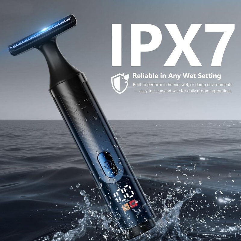 Men's Back Shaver - Ultra-Wide 2" T-Shaped Head, LED Display, Travel Case | IPX7 Wet/Dry, Safety Lock, Space Silver